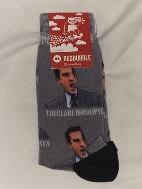 Redbubble Gray Novelty Socks with Black Toe and Printed Design - The Office